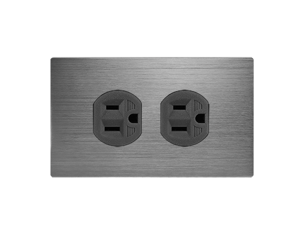 摩登灰電鍋雙插座 - 鎖線式