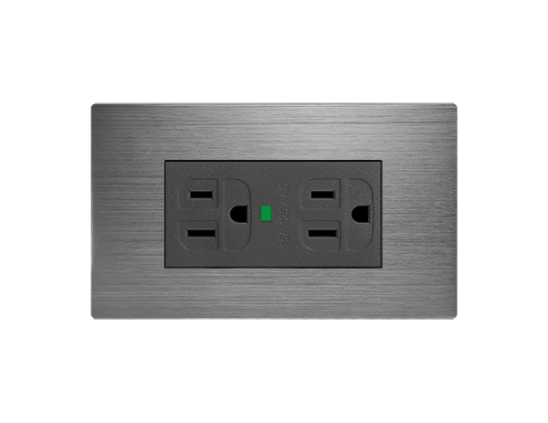 摩登灰LED接地雙插座