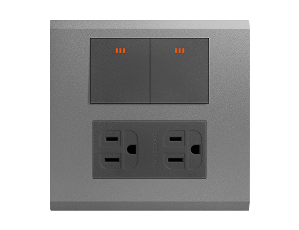 烤漆款二開關一接地雙插座