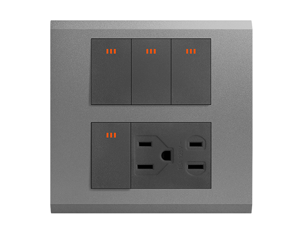 烤漆款四開關一接地一插座