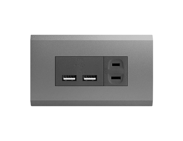 烤漆款雙USB一插座