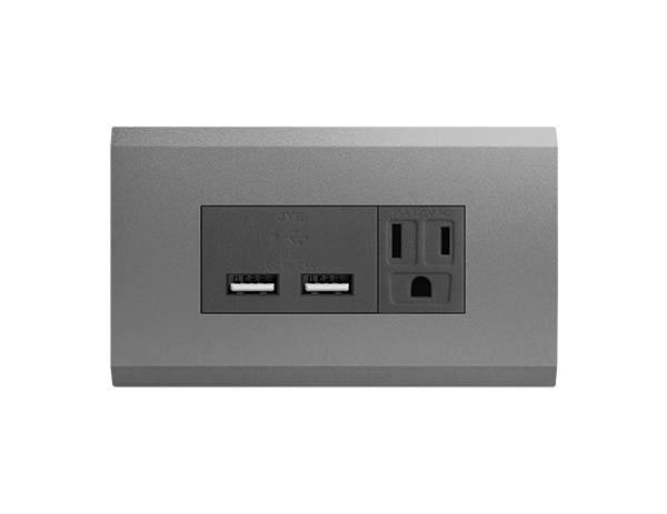 烤漆款雙USB一接地插座